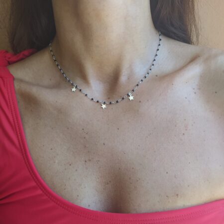 Collana Crystal nero con stelle